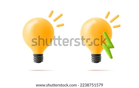 Green energy. Light bulb with rays shines. Energy and idea symbol.