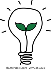 Green Energy Light Bulb with Sprout Illustration