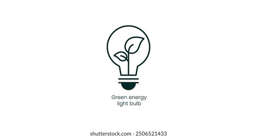 Green Energy Light Bulb Vector Icon for Sustainable Illumination
