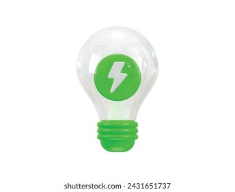 icono de luz de energía verde ilustración vectorial de renderizado 3d