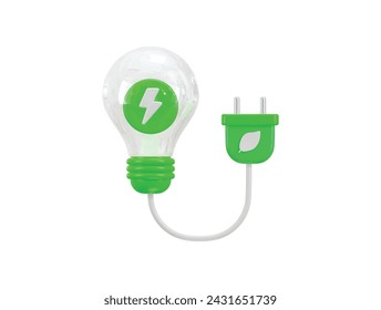 icono de luz de energía verde ilustración vectorial de renderizado 3d