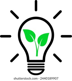 Green energy as lightbulb and leaf icons for mobile concept and web design