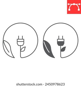 Green energy line and glyph icon, ecology and technology, renewable energy vector icon, vector graphics, editable stroke outline sign, eps 10.