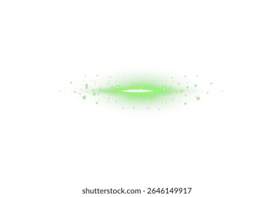 Green energy line with horizontal glow and shine beam on transparent background. Great for tech overlays, HUD motion elements, futuristic light design, sci-fi video projects, or high-tech visual accen