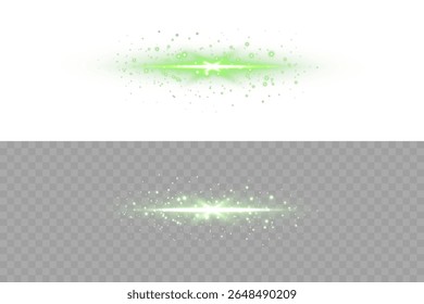 Linha de energia verde com brilho horizontal e feixe de brilho em fundo transparente. Excelente para sobreposições tecnológicas, elementos de movimento HUD, design de luz futurista, projetos de vídeo de ficção científica ou acen visual de alta tecnologia