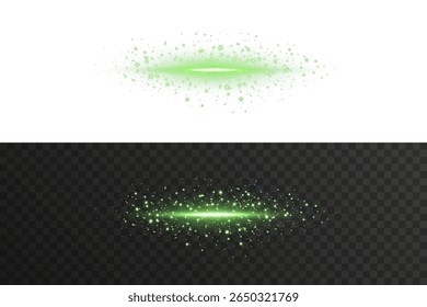 Linha de energia verde com brilho horizontal e feixe de brilho em fundo transparente. Excelente para sobreposições tecnológicas, elementos de movimento HUD, design de luz futurista, projetos de vídeo de ficção científica ou acen visual de alta tecnologia