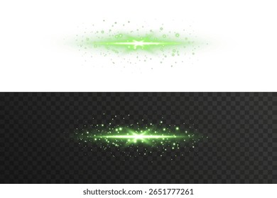 Linha de energia verde com brilho horizontal e feixe de brilho em fundo transparente. Excelente para sobreposições tecnológicas, elementos de movimento HUD, design de luz futurista, projetos de vídeo de ficção científica ou acen visual de alta tecnologia