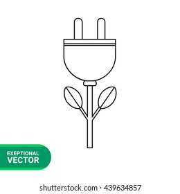 Green energy line icon