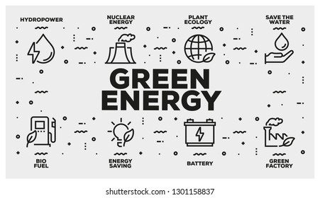 GREEN ENERGY LINE ICON SET