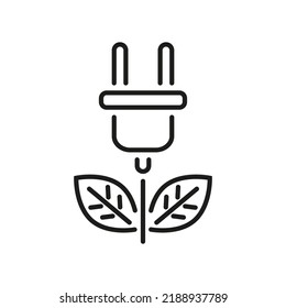 Green energy line symbol, alternative energy vector editable stroke icon for user interface.