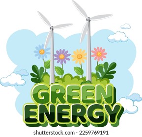 Ilustración vectorial del logotipo de la energía verde