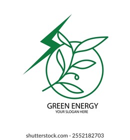 A green energy logo with a green color scheme embodies sustainability, innovation, and eco-consciousness, aligning with themes of renewable energy and environmental stewardship.