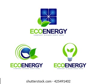 Green Energy Logo. Creative vector logo design with green energy concept icons.