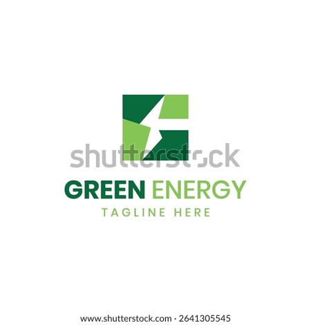 green energy logo design concept lightning bolt letter G mark creative electric power industry