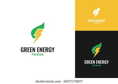 Green energy logo design template vector symbol illustration