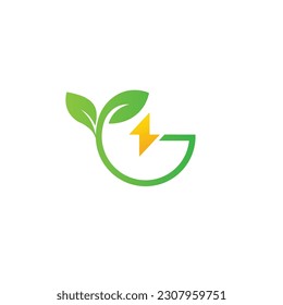 green energy logo eco technology electric nature power vector symbol