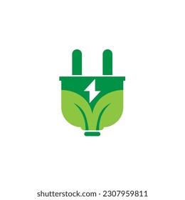 green energy logo eco technology electric nature power vector symbol