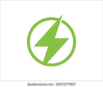 Green energy logo featuring a stylized lightning bolt in a circular arrow, symbolizing renewable energy and environmental sustainability
