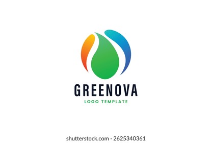 Green Energy Logo with Nature-Inspired Fire and Water Element