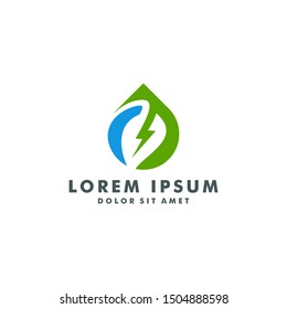 Green energy logo template, Electric icon design vector illustration
