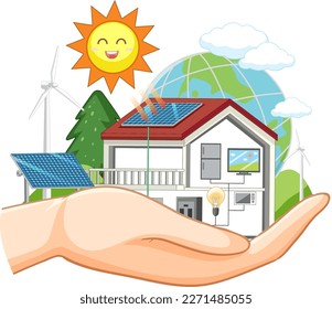 Green energy from natural resources vector concept illustration