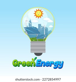 Green energy from natural resources vector concept illustration
