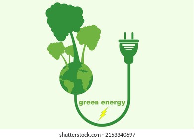 Green energy on earth.  Planet, trees, rosette.  Preservation of ecology