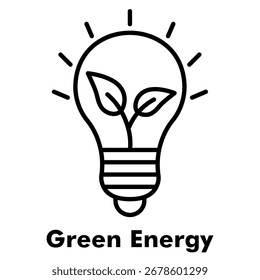 Green Energy Outline Icon Vector Illustration