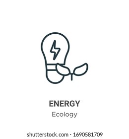 Green energy outline vector icon. Thin line black green energy icon, flat vector simple element illustration from editable ecology concept isolated stroke on white background