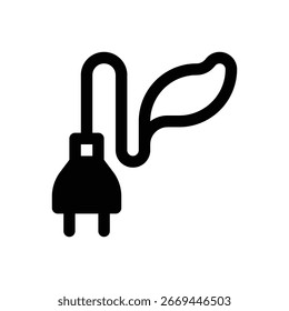 Green energy. Outlined stroke vector icon with black-filled details.