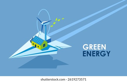 Green Energy Paper Plane Vector illustration