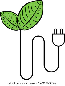 Green energy plug icon renewable and sustainable ecologic power concept vector illustration
