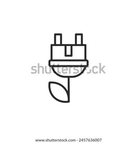 Green Energy Plug icon. Symbolizes the concept of eco-friendly charging and renewable energy sources. Suitable for representing sustainable technologies and power solutions. Vector illustration