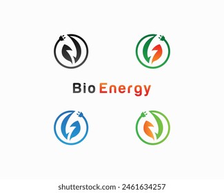 Green energy plug leaf icon logo design concept template.