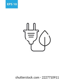 Green energy plug line icon Vector