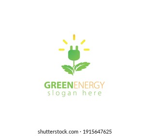 Green energy plug logo design