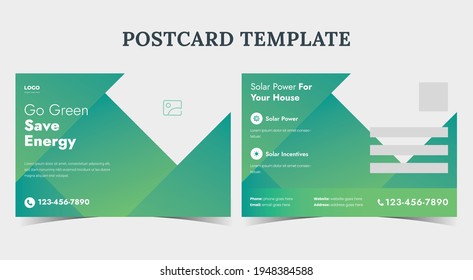 green energy postcard, Solar energy postcard, eco friendly postcard