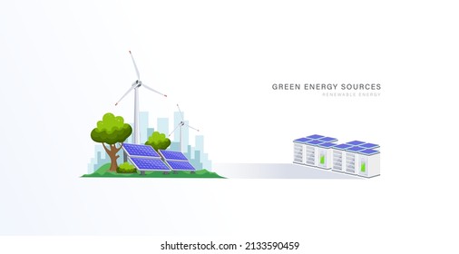 Green energy power plant concept design for Ecology friendly, sustainable development, and clean earth environment.