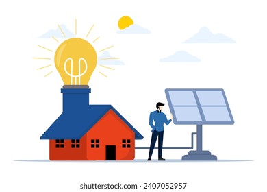 green energy and power saving concept. Sustainable growth strategy of green energy, resources and CO2 emission reduction. Characteristics of electrical energy use. electricity use. flat vector.