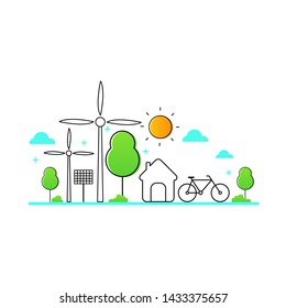Green energy power. World Earth day concept. white background