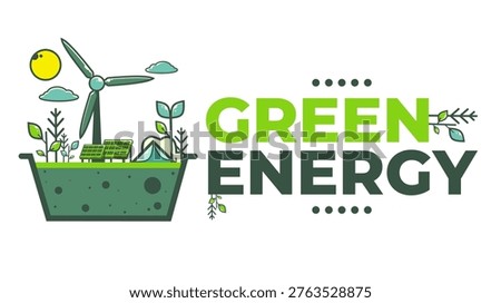 Green Energy, premium vector art.
Each object can be modified as desired. They're grouped into layers for easy organization.
Can be used for purposes regarding world energy day.