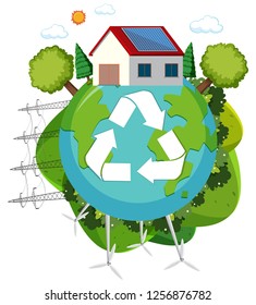 Green energy recycle logo illustration