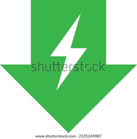 Green energy reduction arrow icon .  Reduce energy icon vector