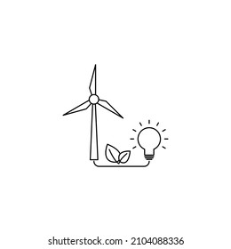 green energy, renewable,  clean energy icon vector wind turbine and eco light bulb icon