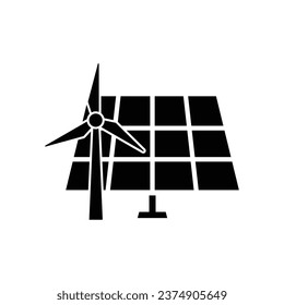 green energy, renewable,  clean energy icon vector Solar panel and wind turbine icon