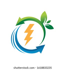 green energy renewable electricity logo vector illustrations