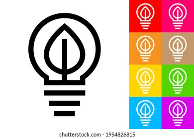Green Energy. Renewable Energy. Line Icon With Different Color Background.