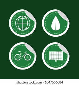 Green energy round stickers collection