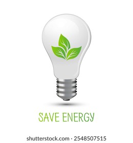 Green energy save energy bulb design on isolated background