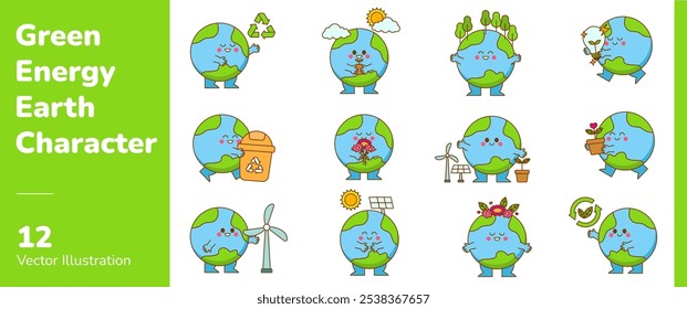 Green Energy Save Earth Character